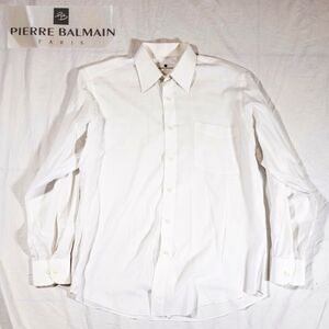 Pierre Balmain Button Up Dress Shirt White Embroidered Pocket Size 39 / 15.5